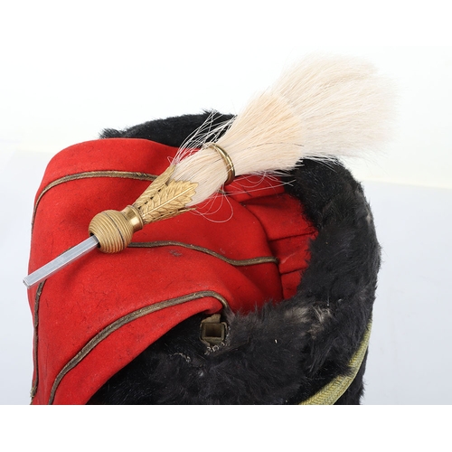 15 - Royal Horse Artillery troopers busby. black fur busby with scarlet bag having gilt lace, yellow cord... 