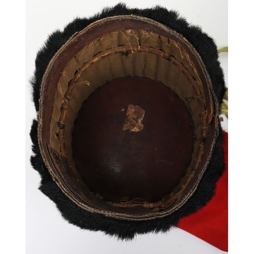 15 - Royal Horse Artillery troopers busby. black fur busby with scarlet bag having gilt lace, yellow cord... 