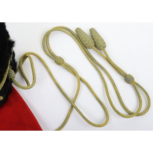 15 - Royal Horse Artillery troopers busby. black fur busby with scarlet bag having gilt lace, yellow cord... 