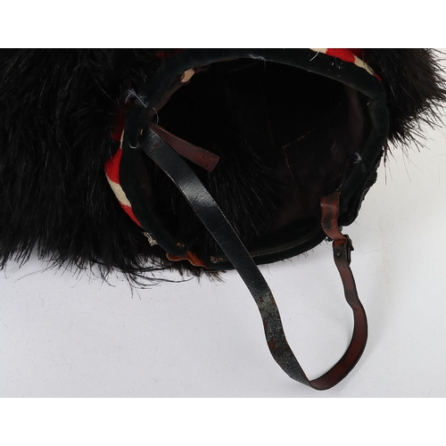 22 - Highlanders ostrich feather bonnet with 4 tails, silk rosette, diced band with velvet edge, and blac... 