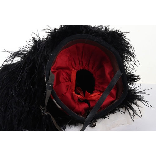 23 - Seaforth highlanders ostrich feather bonnet with correct 5 tails, silk rosette & badge, diced ba... 