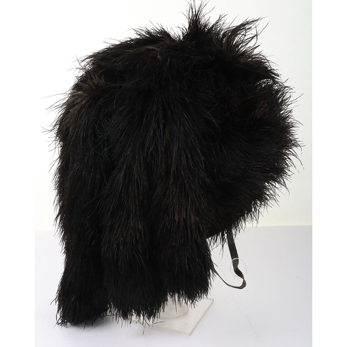 24 - Highlanders ostrich feather bonnet with correct 5 tails, silk rosette, diced band, black leather chi... 