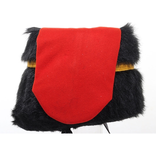 18 - Royal Horse Artillery troopers black fur busby with scarlet bag, leather headband & chin strap. ... 