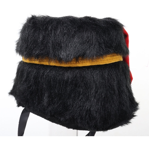 18 - Royal Horse Artillery troopers black fur busby with scarlet bag, leather headband & chin strap. ... 