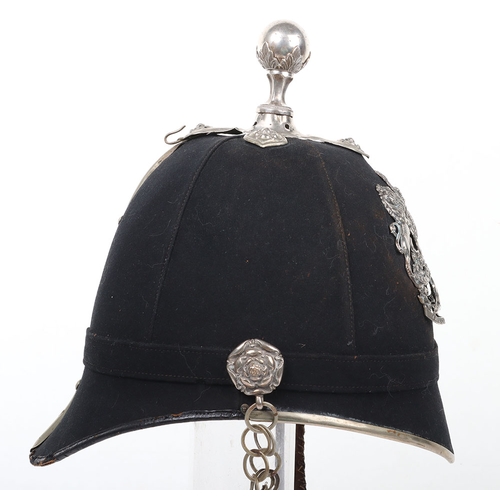 20 - Volunteer artillery officer blue cloth home service helmet, with silvered Victorian helmet plate, mo... 