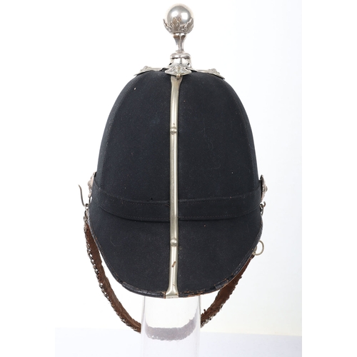 20 - Volunteer artillery officer blue cloth home service helmet, with silvered Victorian helmet plate, mo... 
