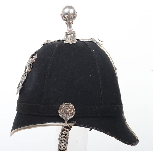 20 - Volunteer artillery officer blue cloth home service helmet, with silvered Victorian helmet plate, mo... 