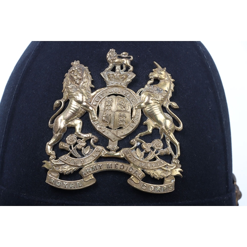 21 - Royal Army Medical Corps officers blue cloth home service helmet, made by Hawkes & Co, with Vict... 