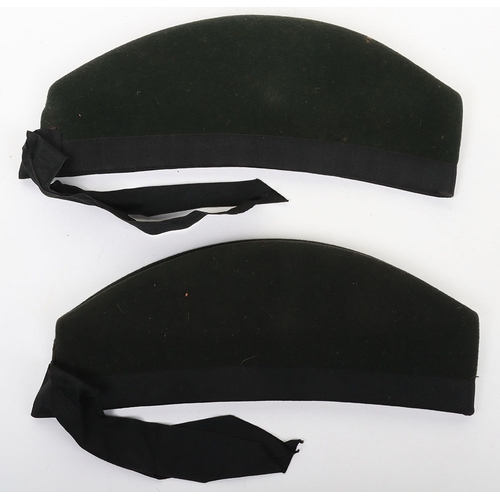 26 - 2 Highland Light Infantry glengarry caps made from black cloth with black band & tails and scarl... 