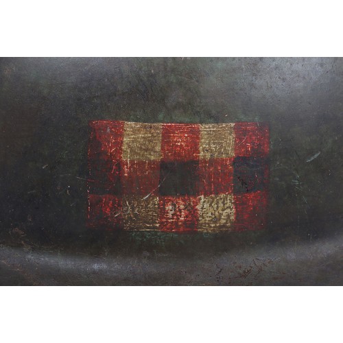40 - WW1 Scots Guards Steel Combat Helmet, bring a refurbished example of a 1st pattern British steel hel... 