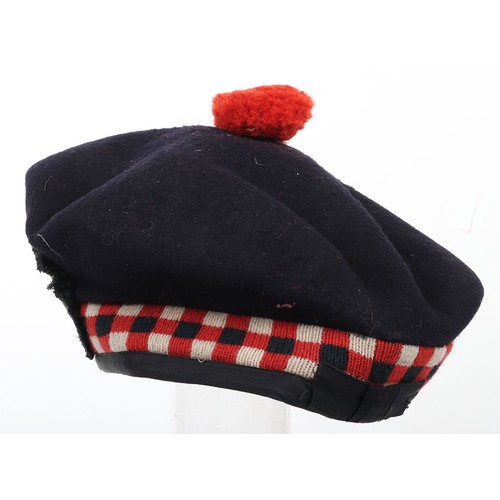 29 - Scottish Royal Scots Other Ranks Tam O'Shanter, blue wool headdress with diced headband, other ranks... 