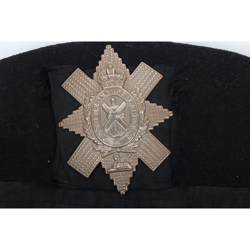 30 - Scottish Black Watch (Royal Highlanders) Glengarry, dark blue wool body with cloth side patch with o... 