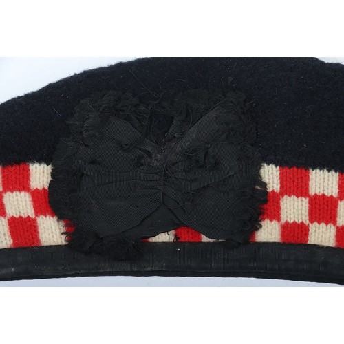 34 - Scottish Argyll & Sutherland Highlanders Glengarry, blue wool body with red and white diced band... 
