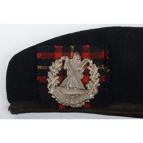 38 - Cameron Highlanders Glengarry, good example of a early glengarry produced in blue wool, regimental c... 