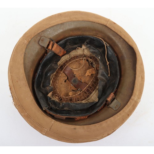 48 - WW1 British Steel Combat Helmet with Trench Cover, good example of a standard 2nd model brodie steel... 