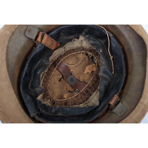 48 - WW1 British Steel Combat Helmet with Trench Cover, good example of a standard 2nd model brodie steel... 