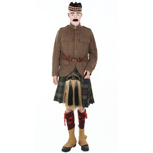241 - Other ranks khaki wool 1902 pattern Highland Cutaway service dress doublet with brass general servic... 