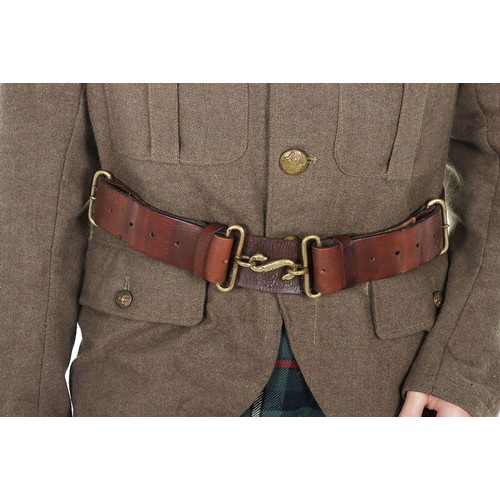 241 - Other ranks khaki wool 1902 pattern Highland Cutaway service dress doublet with brass general servic... 