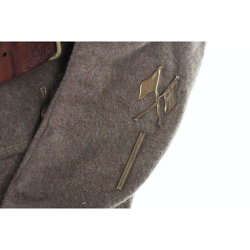 241 - Other ranks khaki wool 1902 pattern Highland Cutaway service dress doublet with brass general servic... 