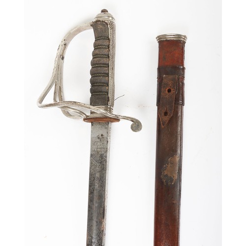 613 - 1821 Pattern Royal Artillery Officers Sword, regulation pattern with dented swept three bar hilt, sh... 