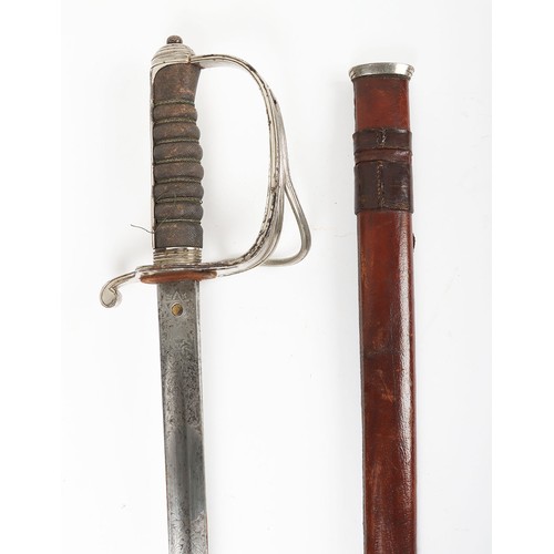 613 - 1821 Pattern Royal Artillery Officers Sword, regulation pattern with dented swept three bar hilt, sh... 
