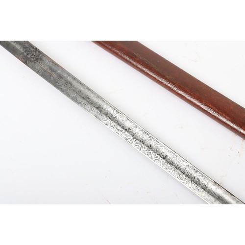 613 - 1821 Pattern Royal Artillery Officers Sword, regulation pattern with dented swept three bar hilt, sh... 
