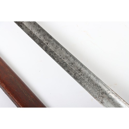 613 - 1821 Pattern Royal Artillery Officers Sword, regulation pattern with dented swept three bar hilt, sh... 