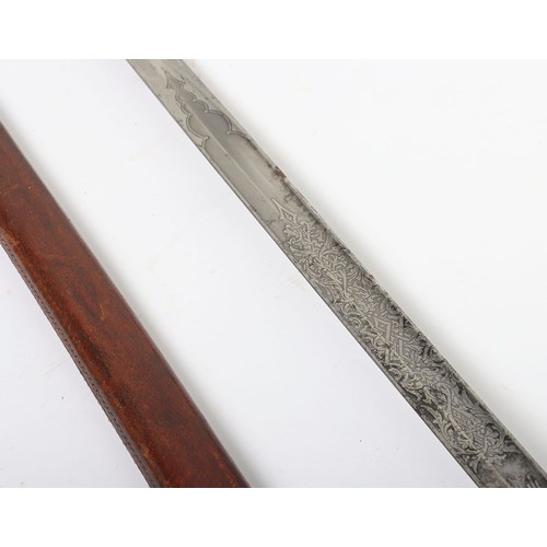 613 - 1821 Pattern Royal Artillery Officers Sword, regulation pattern with dented swept three bar hilt, sh... 