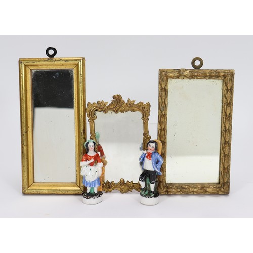 10 - Three miniature mirrors for dolls house, including a mirror in ornate Rococo gilt metal frame, incis... 