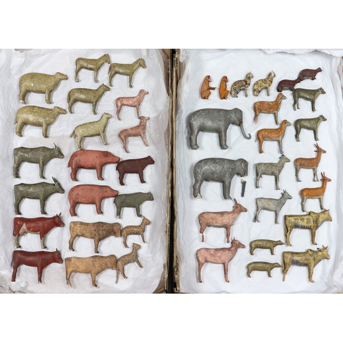18 - A rare large 19th century German wooden painted Noah's Ark with over 200 animals Noah and wife, the ... 