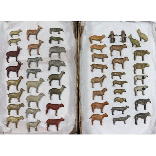 18 - A rare large 19th century German wooden painted Noah's Ark with over 200 animals Noah and wife, the ... 