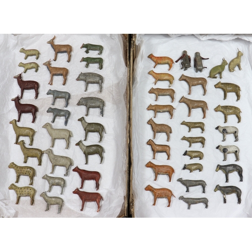 18 - A rare large 19th century German wooden painted Noah's Ark with over 200 animals Noah and wife, the ... 