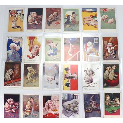 29 - Collection of twenty-four original G.E Studdy Bonzo postcards, by Valentines and other publishers ea... 