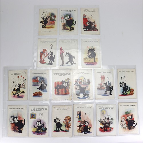 31 - Eighteen Felix the Cat Postcards, 1920s, colour postcards mostly by Inter-Art Co, Florence House, Ba... 