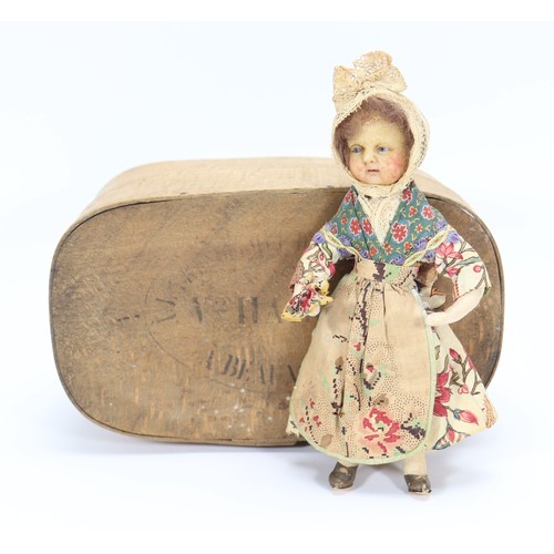 52 - A rare early wax head doll, probably French, mid nineteenth century, the nicely moulded head with in... 