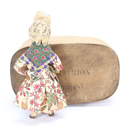 52 - A rare early wax head doll, probably French, mid nineteenth century, the nicely moulded head with in... 