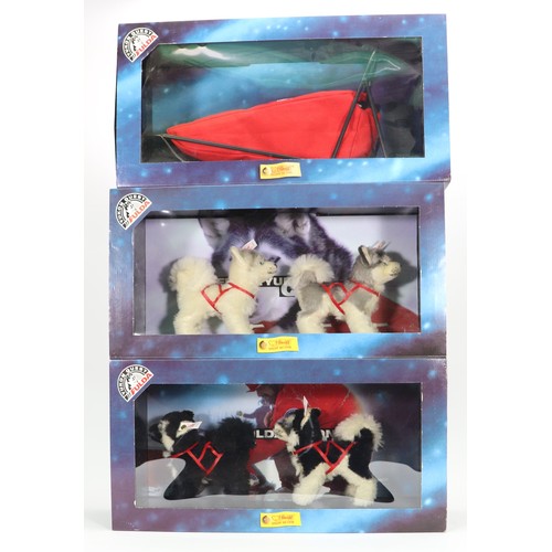 Three Limited Edition Steiff boxed Huskey Sledge sets, Fulda Yukon