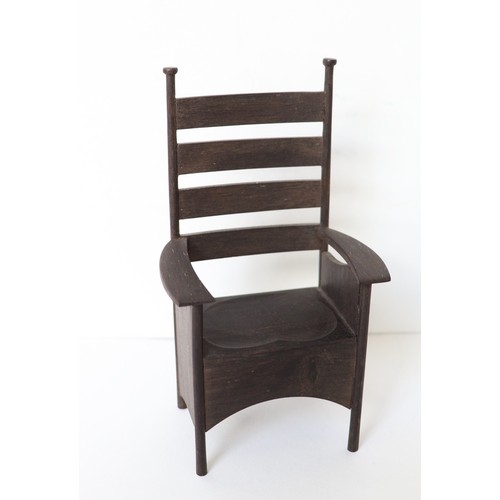 13 - Clive Felton Charles Rennie Mackintosh dolls house furniture, four stained black Argyle chairs, 4 3/... 