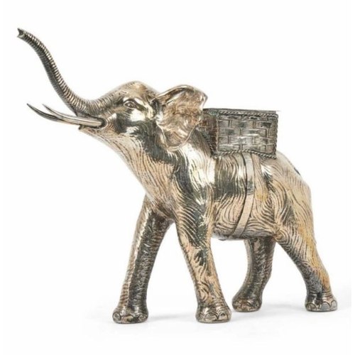 13 - A 20th century SILVER PLATED TEA CADDY MODELLED AS AN ELEPHANT