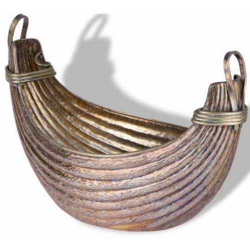 27 - An Italian large silver gilt boat-shaped fruit basket, Marked 800