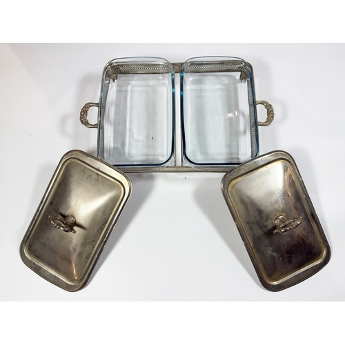 47 - A silver-plated centre dish and cover