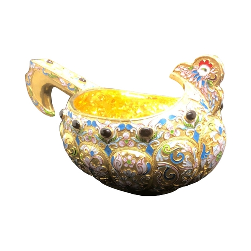 50 - A Russian style large gem set kovsh bowl