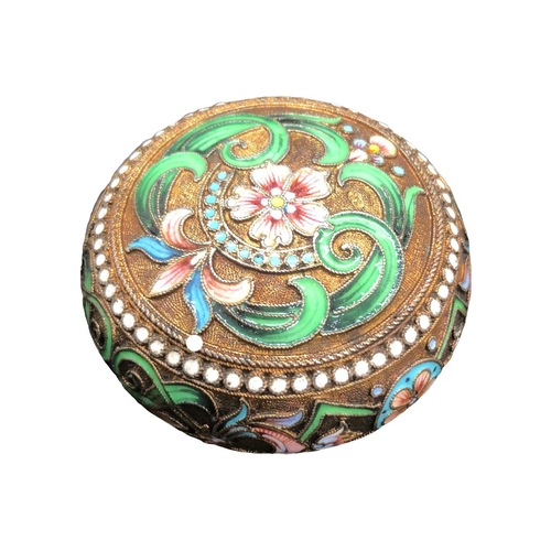 56 - Antique Russian silver enamel pill/snuff box