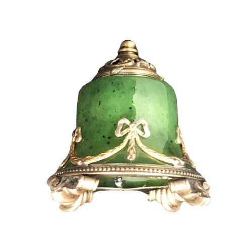 57 - Russian silver and gold nephrite jade table bell