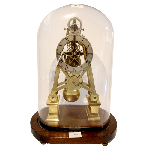 89 - A modern 1970s Brass Skeleton clock under
glass dome
Thwaites & Reed Clerkenwell (AF)