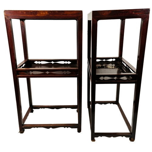 160 - A pair of Chinese hardwood side tables
(H: 83 cm, W: 45cm, L: 58cm each)