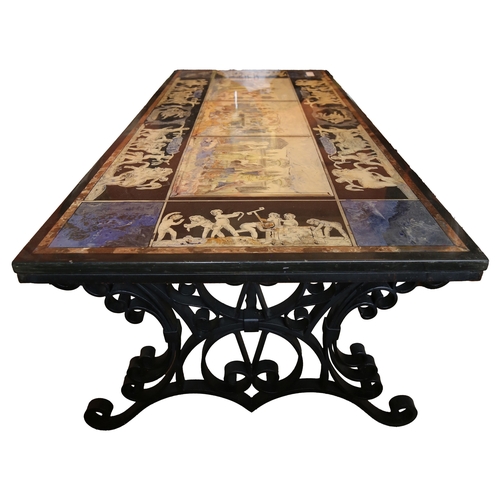 109 - A fabulous 19th century or earlier cabinet Italian marble top with painted decoration of famous Ital... 