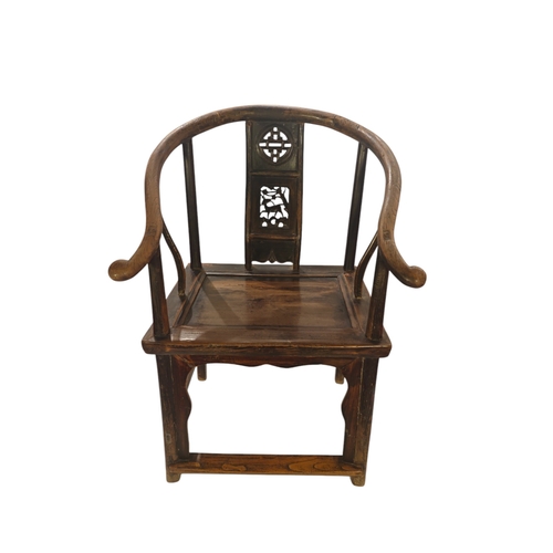 121 - A pair of 19th-century Chinese hardwood hoof shaped scholar chairs.