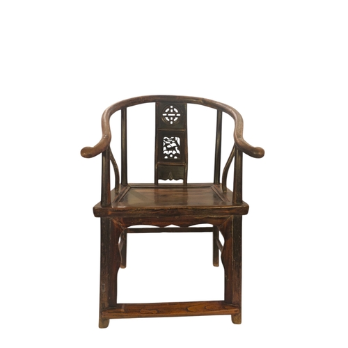 121 - A pair of 19th-century Chinese hardwood hoof shaped scholar chairs.