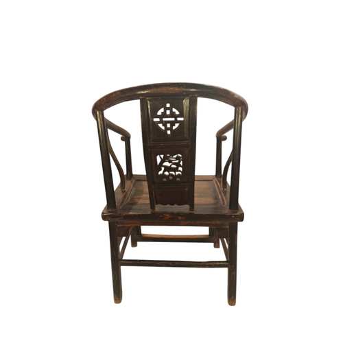 121 - A pair of 19th-century Chinese hardwood hoof shaped scholar chairs.